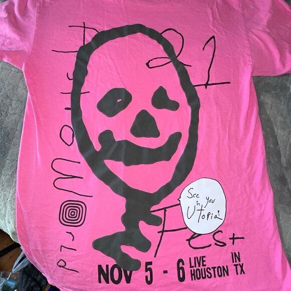 TRAVIS SCOTT Astroworld Festival 2021 Concert Merch Men T-Shirt Pink Size Med - Picture 5 of 8